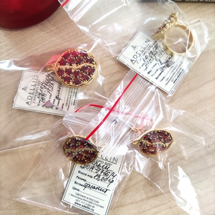серьги +в виде гранат