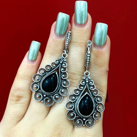 серьги кольца с камнями серебро купить