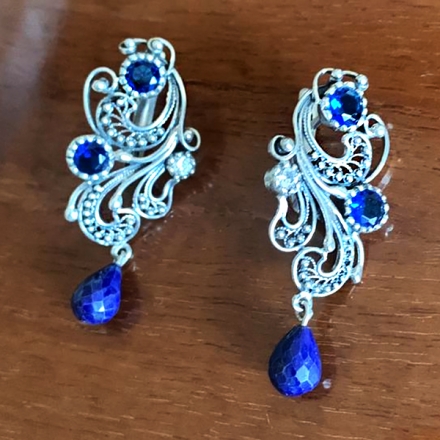 серьги +с фиолетовым фианитом
