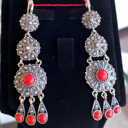 серьги серебряные длинные висячие
