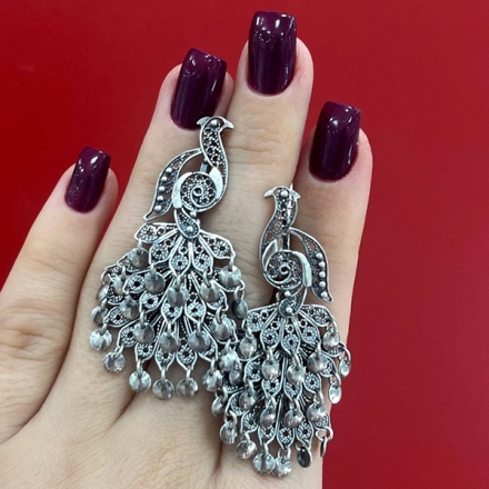 серьги птички серебро