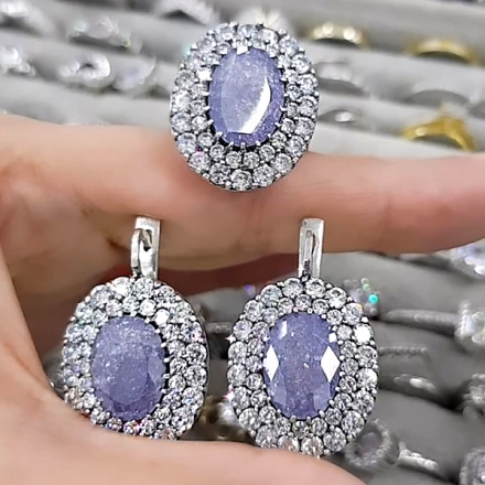 купить комплект серьги и кольцо из серебра