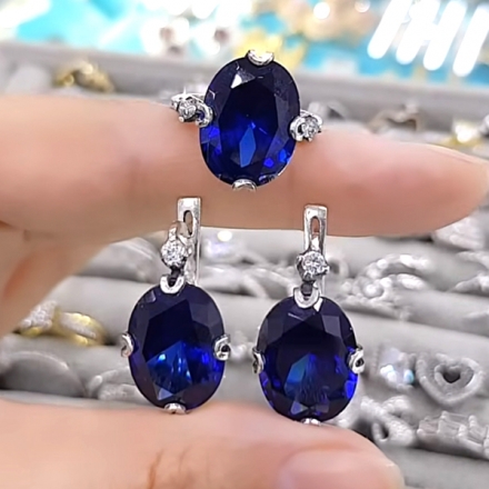 купить комплект серьги и кольцо из серебра