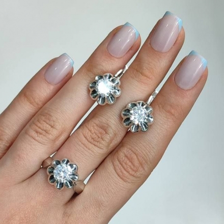 серьги +из серебра +с черными фианитами