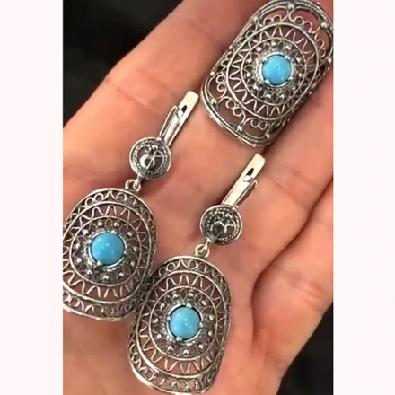 купить комплект кольцо и серьги кубачи