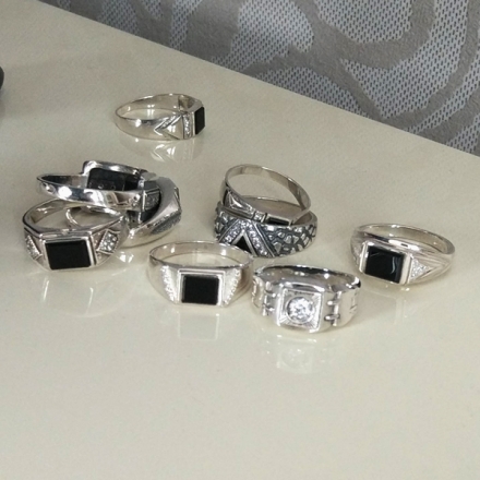 купить серебряное кольцо +с черным агатом