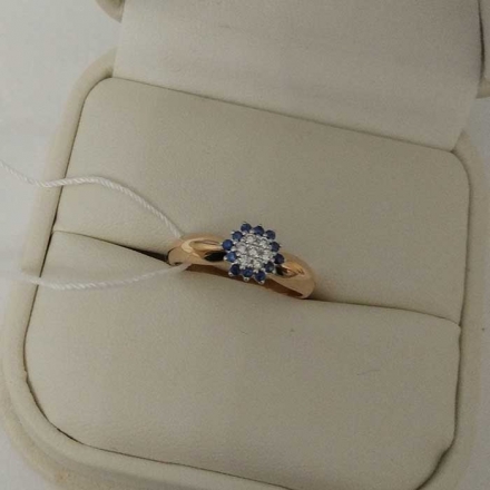 золотое кольцо +с сапфиром +и бриллиантами