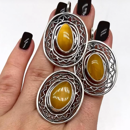 серебряные серьги с желтым