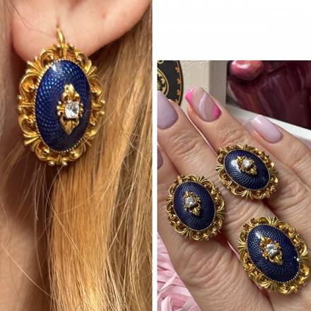 серьги синие серебро