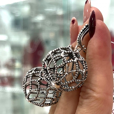 серебряные серьги шары крупные