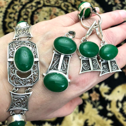 серебряные украшения с натуральными камнями