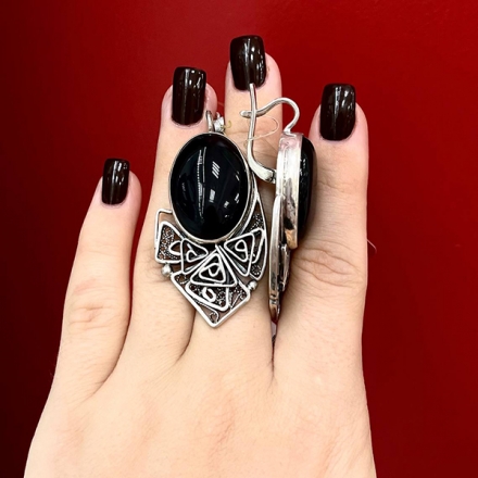 серебряные серьги с агатом