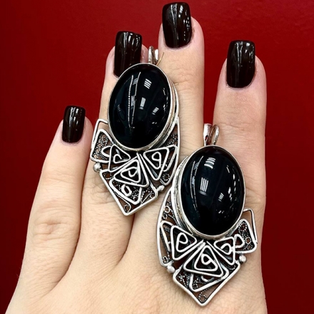 серебряные серьги с агатом
