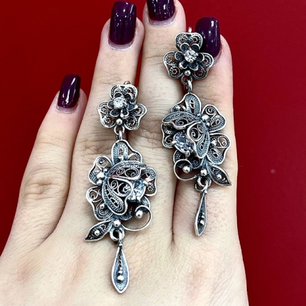 серебро камни серьги купить