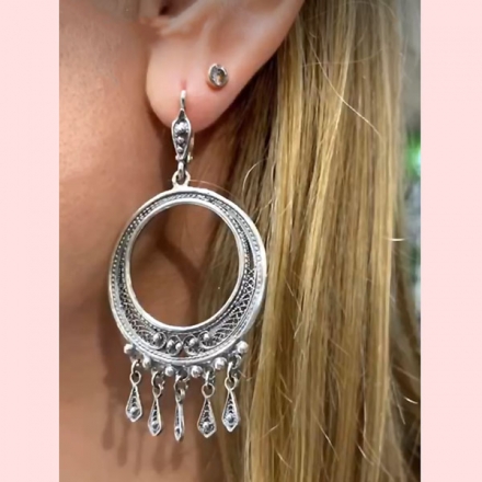серьги круглые серебро купить