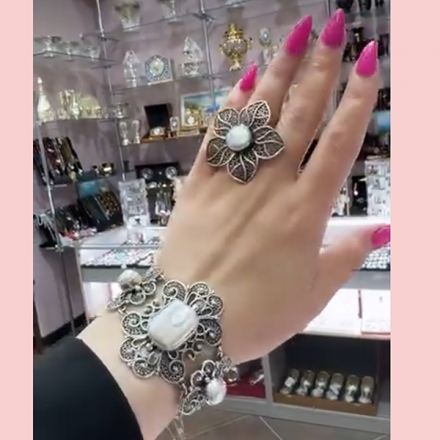 Комплект  из серебра 925 с амазонитом