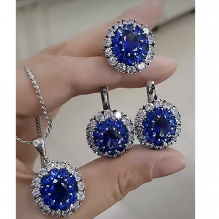 серьги синие