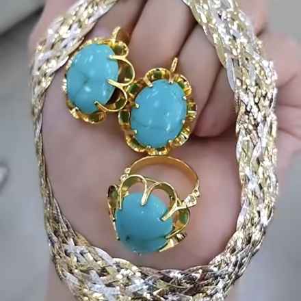 серьги +с бирюзой +в позолоте