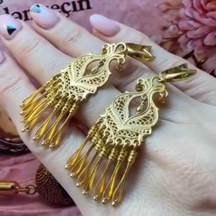 Серьги длинные позолота