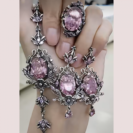 серебряные серьги с розовым