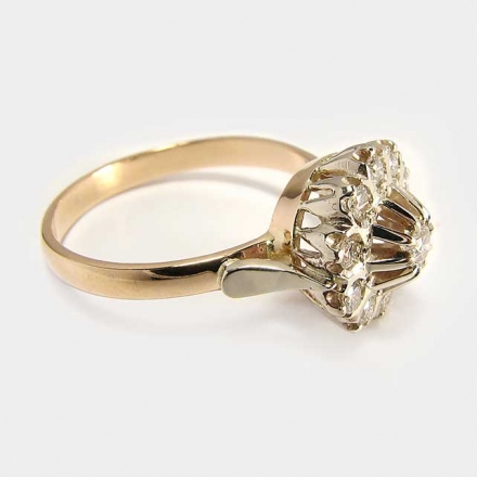 золотое кольцо малинка +с бриллиантами