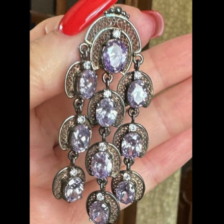 серебряные серьги с синим камнем
