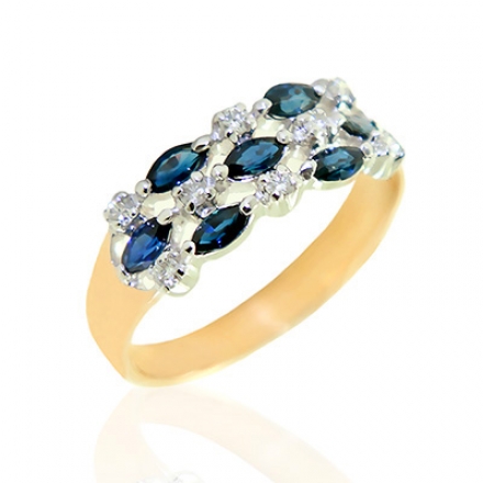 обручальное кольцо с сапфиром и бриллиантами