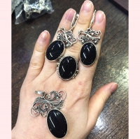 Серебряный комплект с сердоликом