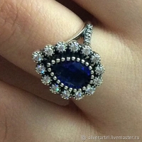 кольцо синим камнем фото