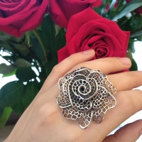 кольцо роза серебро