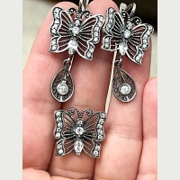 серебряные серьги бабочки