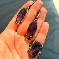 серебряные серьги +с фиолетовым камнем