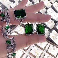 серебряный комплект серьги