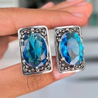 Серьги+ кольцо прямоугольные
