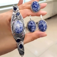 Комплект  из серебра с черным агатом