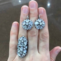 Серьги +кольцо Фианит
