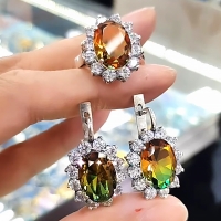 Серьги+кольцо   с фианитами