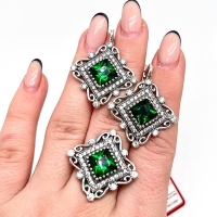 Серьги+кольцо Ромб