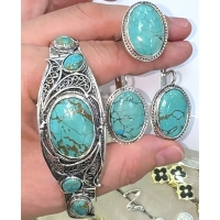 Комплект  из серебра с черным агатом