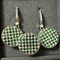 Серебряные серьги+ кольцо зеленые