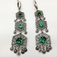 серьги серебряные длинные с камнем