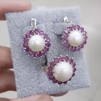 Серебряный комплект с розовым кварцем