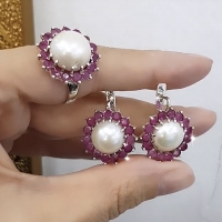 Серебряный комплект с розовым кварцем