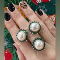 Серебряный комплект с розовым кварцем
