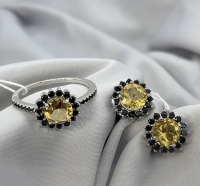 Серебряный комплект с розовым кварцем