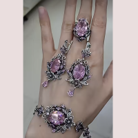 серебряные серьги с розовым камнем