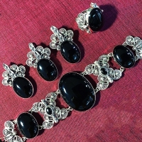 Серебряные украшения с черным агатом