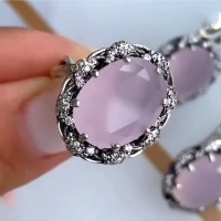 кольцо серебро розовый