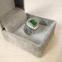 серебряное кольцо мужское +с зеленым камнем