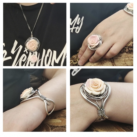 кольцо роза серебро